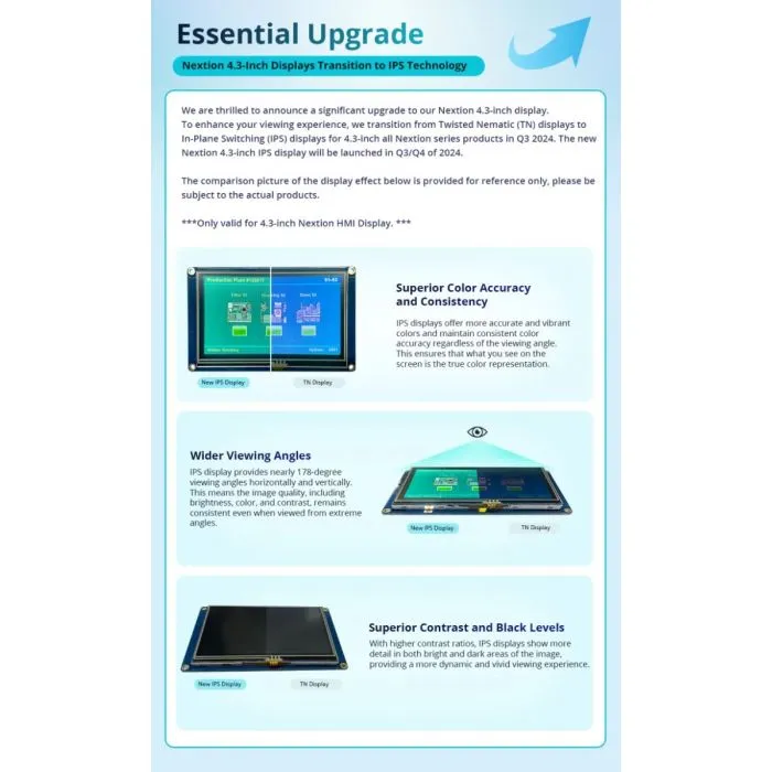 [6920075771916] NX4827T043(IPS Screen) – Nextion 4.3” inch Basic Series HMI Touch Display