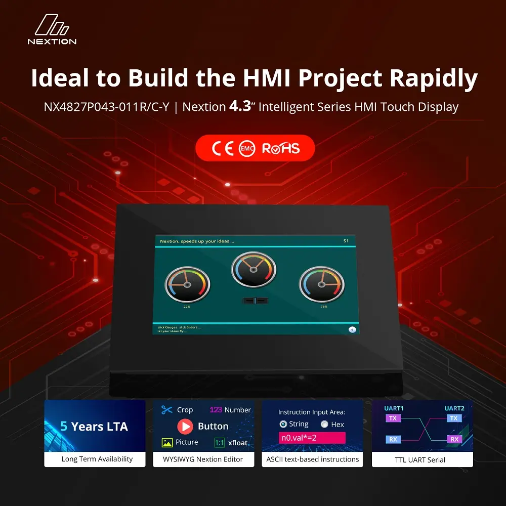 [6920075776492] Nextion NX4827P043-011R-Y(TN Display)Intelligent Series HMI Touch Display with enclosure