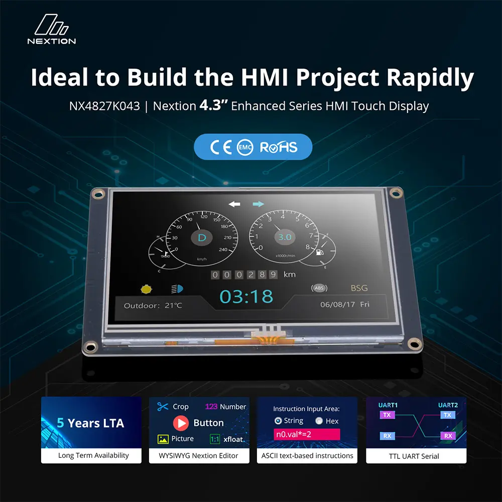 NX4827K043 – Nextion 4.3” inch Enhanced Series HMI Touch Display