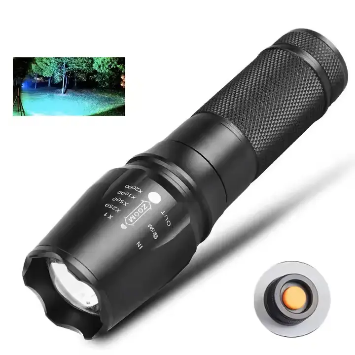 500m Long Range T6 Zoomable Emergency Portable Waterproof Rechargeable Usb Led Tactical Torch Light Flashlight